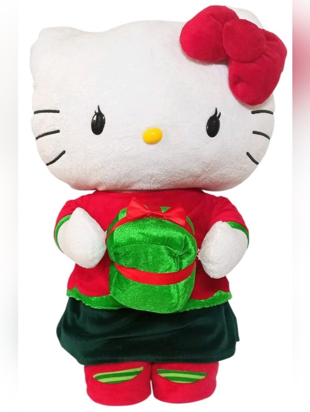 Jumbo 24" Hello Kitty Door Greeter Stuffed Plush w/Christmas Present Stands RARE